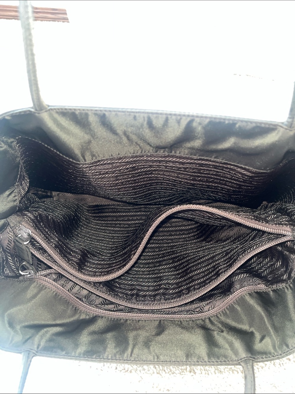 Prada Black Tessuto Shoulder Tote with Triangular Logo - Picture 11 of 15